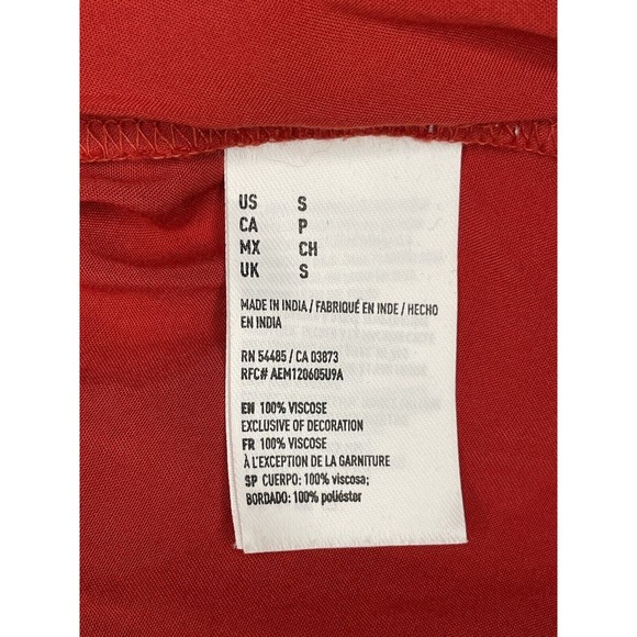 American Eagle Red Tie Front Bell Sleeve Romper Women’s Size Small - Picture 10 of 12